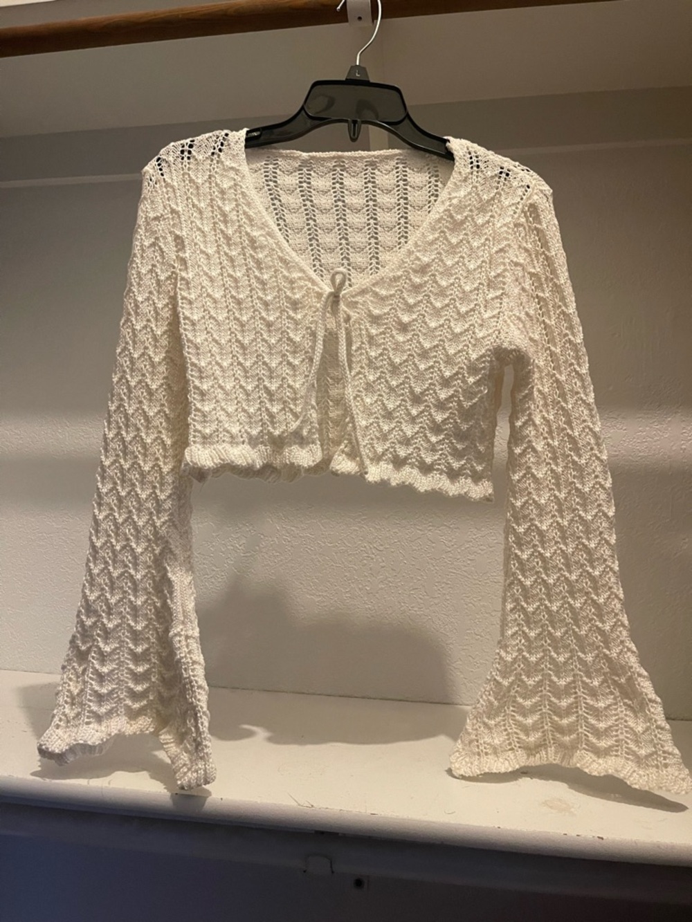 White Crochet front tie cardigan handmade one size fits all